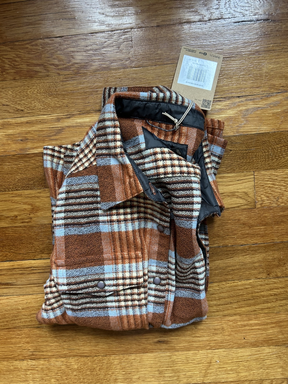 NWT Toad&Co Plaid Button-Up Shirt Jacket in Rust & Blue Flannel - Picture 3 of 4